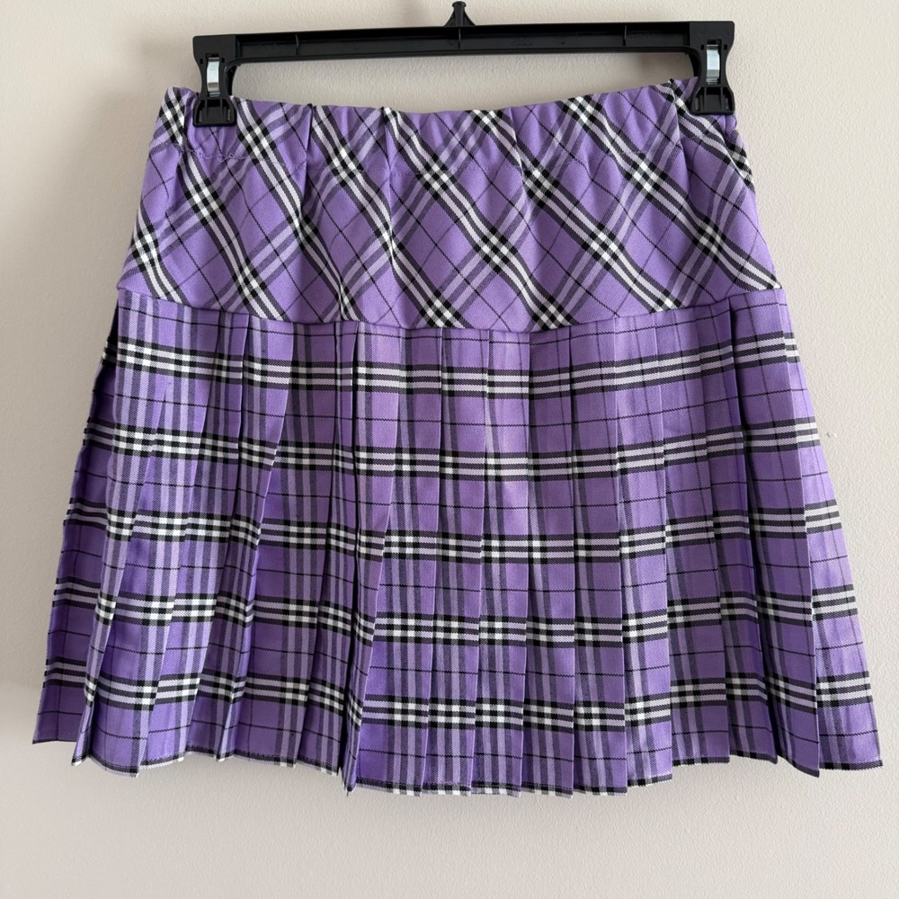 Urban Coco Purple Plaid Pleated Mini Skirt Womens Large NWT Schoolgirl Preppy